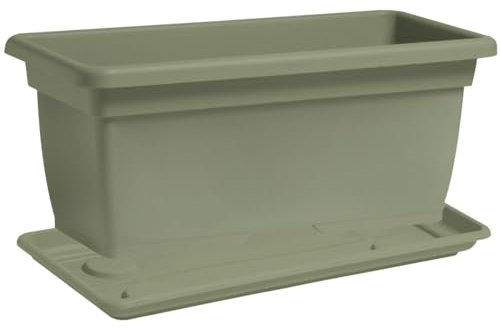 eacommerce Vaso + Sottovaso Rettangolare in Plastica PPL Colore Terracotta Cassetta Mega Per interni ed esterni (80x40x34H cm, Verde Rosmarino)