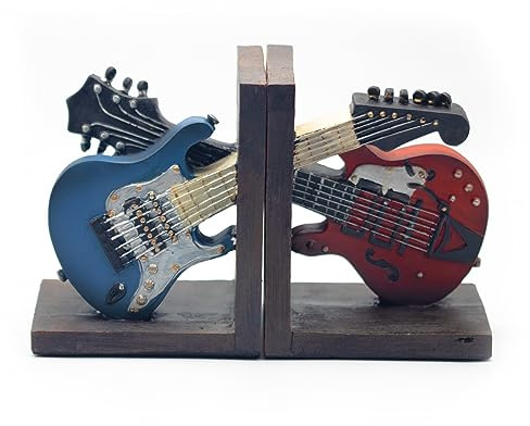 Upriver Vintage Guitar Bookends Decorative Bookends Unique Book Ends for Music Lovers