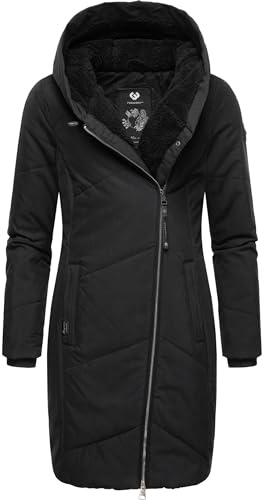 Ragwear Damen Wintermantel warmer Steppmantel lang mit Kapuze Gordon Long Intl Black23 Gr. 3XL