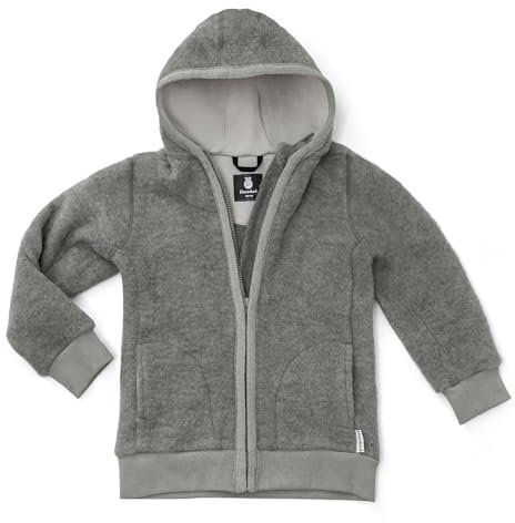Ehrenkind® Fleecejacke, Wollfleece in feinster Bio-Merino Wolle, Atmungsaktiv & temperaturausgleichend, Fleecejacke Kinder, Grau 74/80