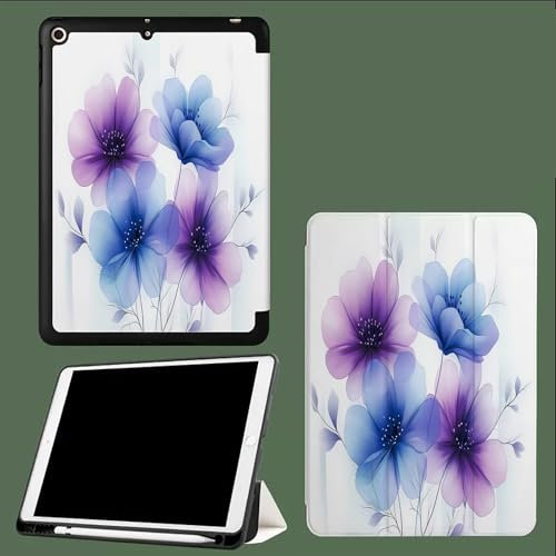 Funda para iPad Air 13 Pulgadas M2 2024, Slim Folio Protectora Tablet Carcasa con iPad Air 13 Pulgadas M2 2024, Múltiples Ángulo de Visión Pétalos Transparentes Color Púrpura