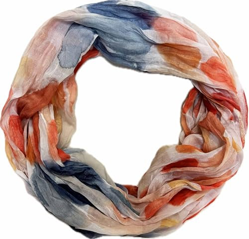 Jeamis Kreis Seide Loop Farbverlauf Frühling Rundschal Rainbow Unisex Sommer Leicht Schal Stola Dots (DotsH Orange)