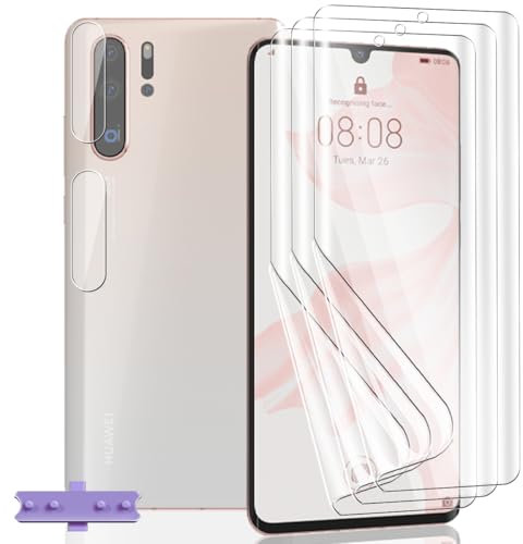 Yieehhow Protection D'écran pour Huawei P30 Pro, [3 Pièces] HD Souple TPU Film et [2 Pièces] Verre Trempé Protecteur D'objectif Caméra, Anti-Rayures, Protection Écran Flexible pour Huawei P30 Pro