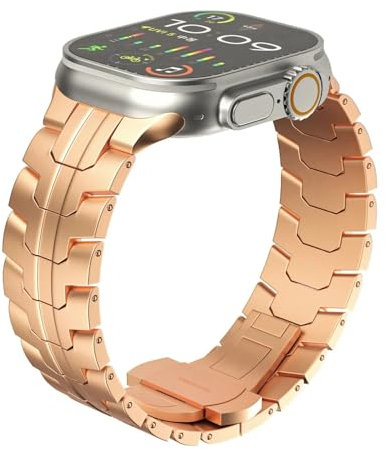 yeziu Correa de titanio de lujo para Apple Watch Ultra 2 (49 mm, 45 mm, 44 mm y 42 mm) y acero inoxidable para Apple Watch 9, 8, 7, 6, 5 SE.(Rose gold,38/40/41mm)
