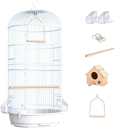 Large Round Bird Cage for Parrots - Double-Layer Travel Aviary for Cockatiels, Parakeets & Canaries - Ideal Bird Carrier - 29inch