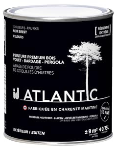 ID Peinture bois extérieurs - RAL 9005 Noir Brest - 750ML - ATLANTIC