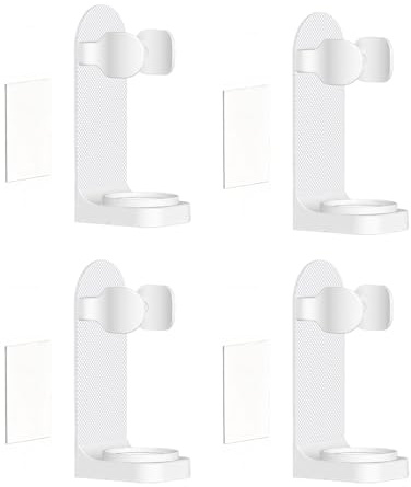 Aihoom 4 pcs Porte Brosse à Dents Électriques Mural, Amovible Adhésif Puissant Support, Porte-Brosse à Dents Électrique Réglable, pour Brosses à Dents et Accessoires de Salle de Bain (Blanc)