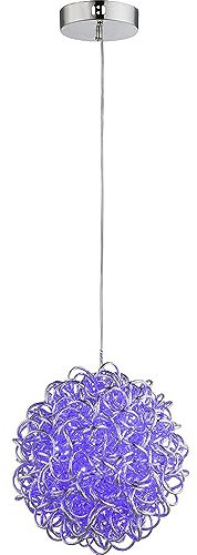 Hängeleuchte Farbwechsel Pendelleuchte Kugelgeflecht Kugelleuchte Hängelampe, Alu silber metallic, 120x RGB LED 0,06W, DxH 28x150 cm