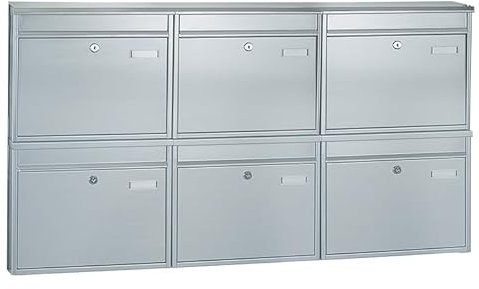 Profirst Briefkastenanlage Mail PM 373 Edelstahl 6 einzelne Briefkästen Zylinderschlösser je 2 Schlüssel Namensschildhalter inkl. Montagematerial