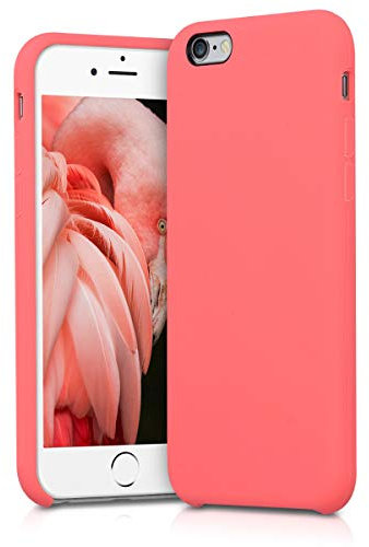kwmobile Hülle kompatibel mit Apple iPhone 6 / 6S Hülle - Silikon Handy Case - Handyhülle weiche Oberfläche - kabelloses Laden - Neon Koralle