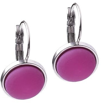 Polarisohrring Katharina, 12mm original Polariscabochon in vielen attraktiven Farben in einer Klappbrisur aus Edelstahl, handgefertigt von Adi-Modeschmuck in Berlin (pink)