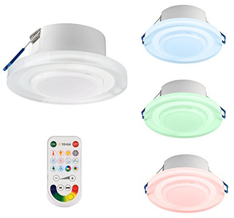 TEVEA LED Einbauleuchte - RGBW - Licht für jede Stimmung - 12 Szenen Modus Partyleuchte Leseleuchte - neueste LED Technik - Dimmbar mit Fernbedienung (Einzelpack ohne FB)