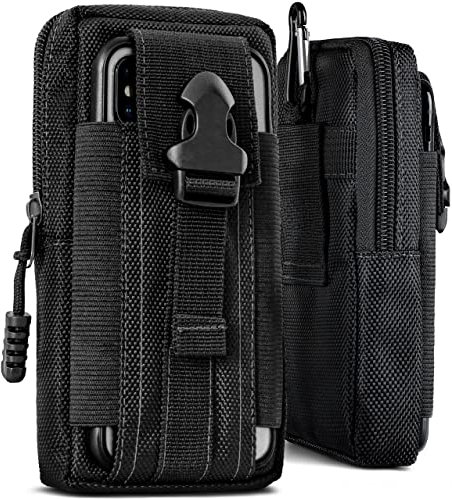ONEFLOW Survival Case für Samsung A + J Reihe - Gürteltasche aus Nylon, Handytasche mit Karabiner, Handy Gürtel Tasche Outdoor Handyhülle, Schwarz