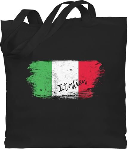 Shirtracer Baumwolltasche - Fußball EM WM - Taschen - Italien Italia Italienisch - Unisize - Schwarz - 2024 fanartikel europameisterschaft italy beutel fussball italian baumwolle fu ball italienische