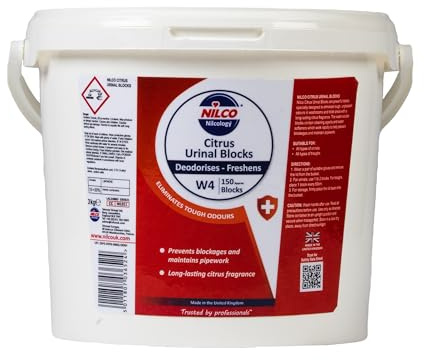 Nilco Long-Lasting Citrus Fragranced Channel Block for Toilet Urinal Odour Removal 3kg Tub