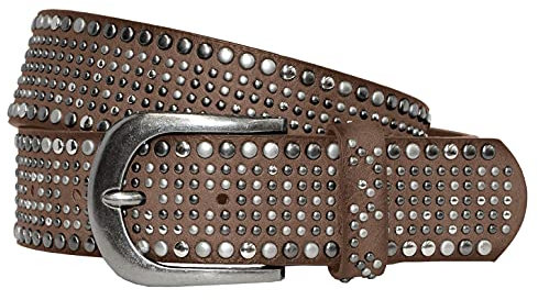Fashion Damen Gürtel - Vintage Gürtel - Teilleder Nietengürtel in 15 Farben - Schlamm Länge 85 cm