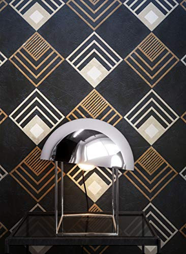 NEWROOM Papier peint Noir Losanges Intissé - Géométrique Crème Marron Graphique Échantillon Graphique
