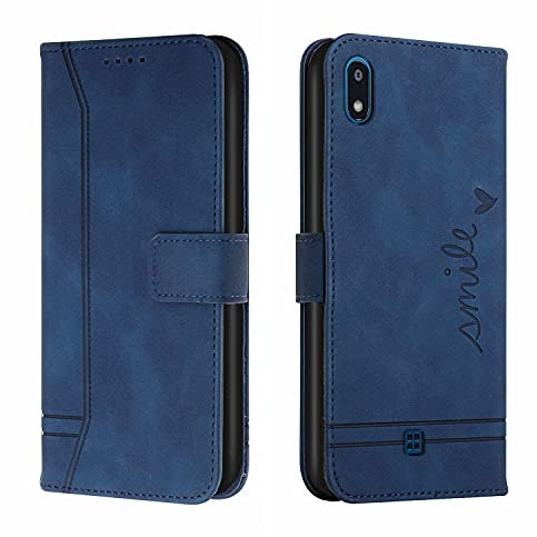 LEMAXELERS LG K20 2019 Hülle,LG K20 2019 Handyhülle Süßes Lächeln Retro PU Leder Mädchen Flip Case Cover Magnet Schutzhülle Handytasche für LG K20 2019,HX Smile Blue