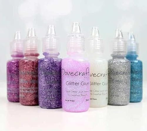 Glitter Glues, Metallic Pearl Effect, 3D Enamel Pastels Brights - 8 Bottles Per Individual Pack Chosen by You - Cardmaking Arts Crafts - Simply Sew Crafty™ (Pastel Glitter Glues)