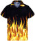 King Kameha Funky Hawaiian Shirt, Men, Shortsleeve, Flames, Yellow, S