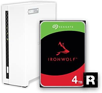 QNAP 1 Bay Home NAS con capacità di archiviazione da 4 TB, pacchetto di unità IronWolf preconfigurato, con porte da 1 GbE (TS-133-14S-US)