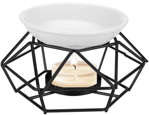 XFLYP Quemador de Aceite, Quemador de Aceite de Metal y Cerámica, Difusor de Aroma Portavelas Quemador de Cera Geométrico para SPA Yoga Meditación Casa Sala De Estar Decoración