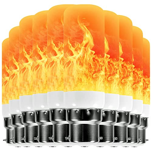 Qelus Flame Light Bulb,LED Flame Effect Light Bulbs,5W B22 Flickering Light Bulb with 3 Modes Retro Indoor Outdoor Decorationrative Lights for Home Party Decoration (10 Pcs)