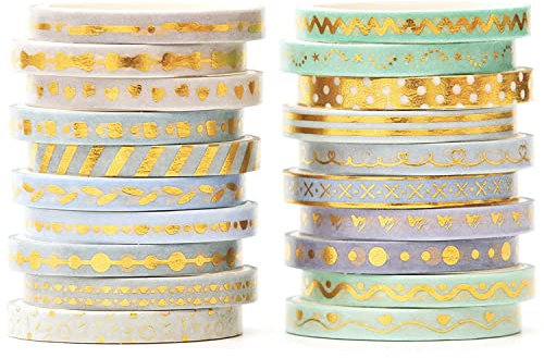 YUBX dünn Folie Gold Washi Tape Set Masking Tape Klebeband Bunt für Kinder, Scrapbooking zubehör, Bullet Journals, Bastel Planer, Handwerk und DIY (Lavendel)