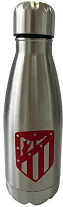 Atlético de Madrid - Botella Agua de Acero Inoxidable, Cierre Hermético, 550 ml, Color Metalizado, Producto Oficial (CyP Brands)