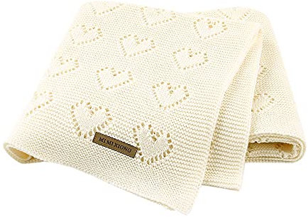 Babydecken, gestrickt, für Neugeborene, Kinderwagen, Bettwäsche, Steppdecken, Baumwolle, Kleinkind, Kinder, Wickeltuch, Kleinkinder, Unisex-Decken, 100 x 80 cm (Beige)
