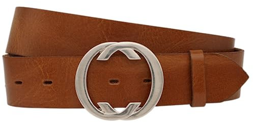 AnnaMatoni Damen Leder Gürtel weiches Rindleder 3mm stark mit Modischer Hochwertiker Koppel Schließe in Silber 4cm breit Damen Ledergürtel echt Leder (Braun 640, TW80-95cm Gesamtlänge)