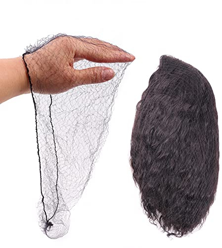 Ecojunmi Unsichtbare Haarnetze für langes Haar, 45,7 - 117,8 cm, schwarz, elastisches Netz, Haarnetz für Frauen, Perückenkappe, Frontverschluss, Schlafknoten, Service, 100 Stück