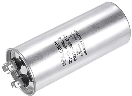 YOKIVE Exécutez Condensateur CBB65, Ovale Exécutez Démarrez Condensateur avec Borne Idéal pour HVAC, Climatiseurs, Pompes à chaleur (Argent, 60uF 60mfd 450V AC 40/85/21)