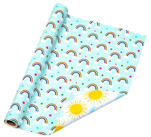 Holijolly Reversible Geburtstag Wrapping Paper für Sonne und Regenbogen.43.2 cm X 10 m (46.45 sq.ft.)