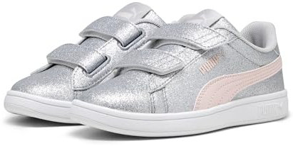 PUMA Smash 3.0 L Glitter Velcro V PS Sneaker Donna, Grigio Glaciale Rosa Frosty, 11 UK Child