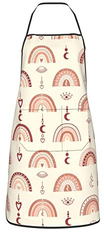 QQIAEJIA Art Boho Regenbogen und Schmetterling Schürze für Männer Frauen mit 2 Taschen, Boho Verstellbare Schürzen zum Kochen, Buff Art Boho Rainbow, One size