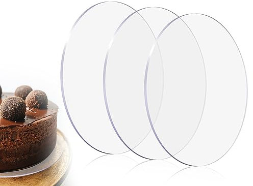 KAPSING 3 Stück 12cm Acryl Cake Board, Rund Kuchenplatte, Zum Präsentieren und Transportieren von Kuchen und Torten （Durchmesser 12cm）