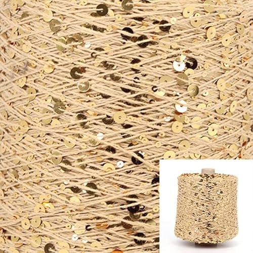 500 g/Stränge Baumwoll-Paillettengarn, 6 mm + 3 mm, Pailletten, Handstrickgarn, Faden, luxuriös, glitzernd, weiches Seil, DIY-Material