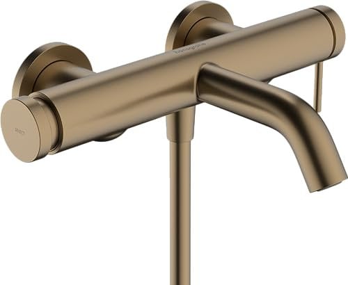 hansgrohe Tecturis S - Badewannenarmatur Aufputz für 2 Verbraucher, Mischbatterie Badewanne mit Auslauf Länge 20,9cm , Brushed Bronze