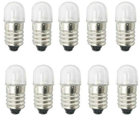 ShuoHui E10 Sockel LED Lampe 0.5W 12V Kaltweiß Taschenlampe Scheinwerfer Scheinwerfer Mini Scheinwerfer Taschenlampe Lampen ersetzen 6000K (5)