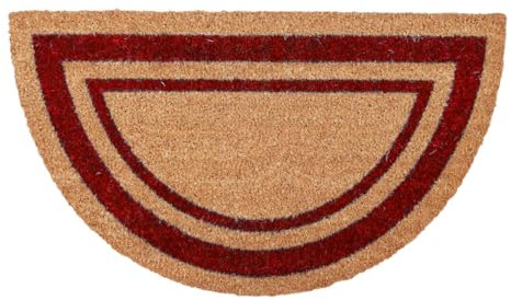 SaRani Zerbino in Cocco Tappeto da Ingresso Fibra Naturale Fondo Antiscivolo Bordo (Rosso, Mezzaluna 40x70 cm)