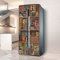 Targawerelax Fridge wraps kitchen fridge stickers cover full doors, fridge sticker full covering door fridge covers skins wall stickers for kitchen decal, Retro industrial alphabet sawtooth