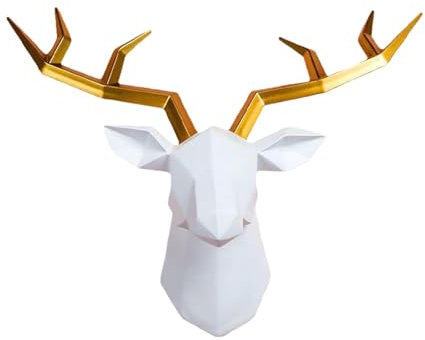 Hirschkopf-Wandkunst | Hirschkopf-Wandhalterung | Kunstgeweih | Wanddekoration aus Hirschgeweih, einfach zu montieren | Wandteppiche gegen Verblassen, zum Aufhängen für Flur, Schlafzimmer