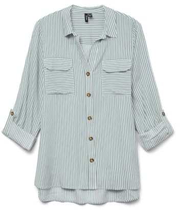 VERO MODA Damen Vmbumpy L/S Shirt New WVN Ga Noos Langarmbluse, Gray Mist,XL