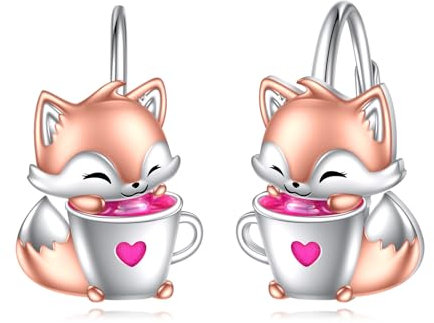 Fuchs Tropfen Ohrringe Geschenke Sterling Silber süße Kitsune Fuchs Leverback Ohrringe Schmuck für Damen Teenager