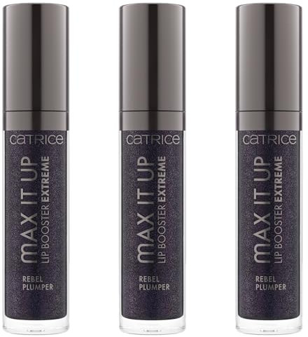 Catrice Max It Up Lip Booster Extreme, Nr. 060, Schwarz, Extremes Volumen, vergrößernd, glänzend, glitzernd, vegan, 3er Pack (3x4ml)