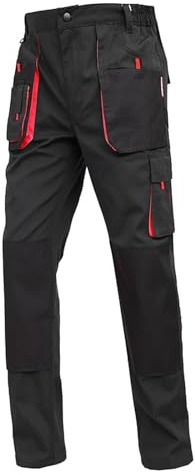 WORK IDEA Pantalones de trabajo para hombre con bolsillos Oxford en la rodilla, lona resistente