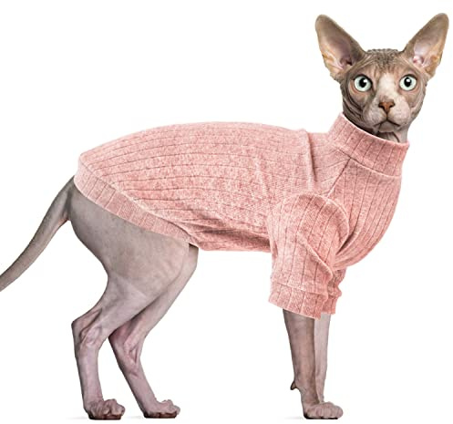 Oslueidy Sphynx Haarlose Katzen Weste Rollkragenpullover, Langärmlige Einteiler Katzenbekleidung Katzenbody, Kätzchen Katzen Pullover Shirts für Sphynx/Cornish Rex/Devon Rex/Peterbald