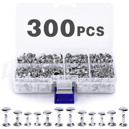Lot de 300 rivets en métal tubulaire pour réparation et décoration - 3 tailles - Argenté