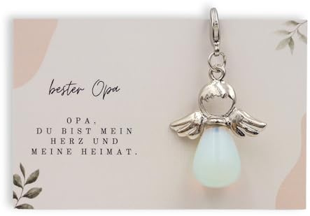 Milaboo® Schutzengel Schlüsselanhänger mit Edelstein und Karte I Glücksbringer in Geschenkverpackung handgefertigt I Geschenk für Besondere Anlässe (Bester Opa)